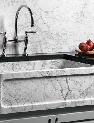 This Carrera sink will fit contemporary or traditional kitchens.